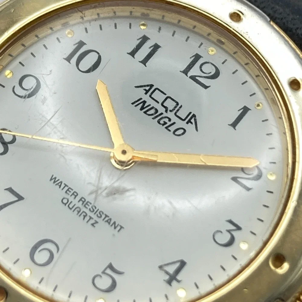 Vintage Acqua by Timex Men's Watch 32mm Gold Tone Indiglo WR New Battery 9